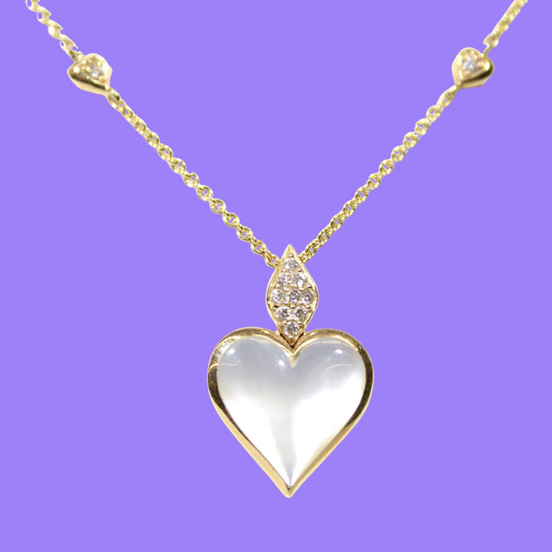 22ct Gold Heart Shape Pearl Pendant | PureJewels London
