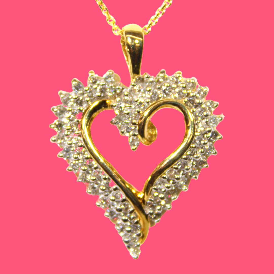 14kw Diamond Heart Necklace – 1ct TDW - The Showroom On Union